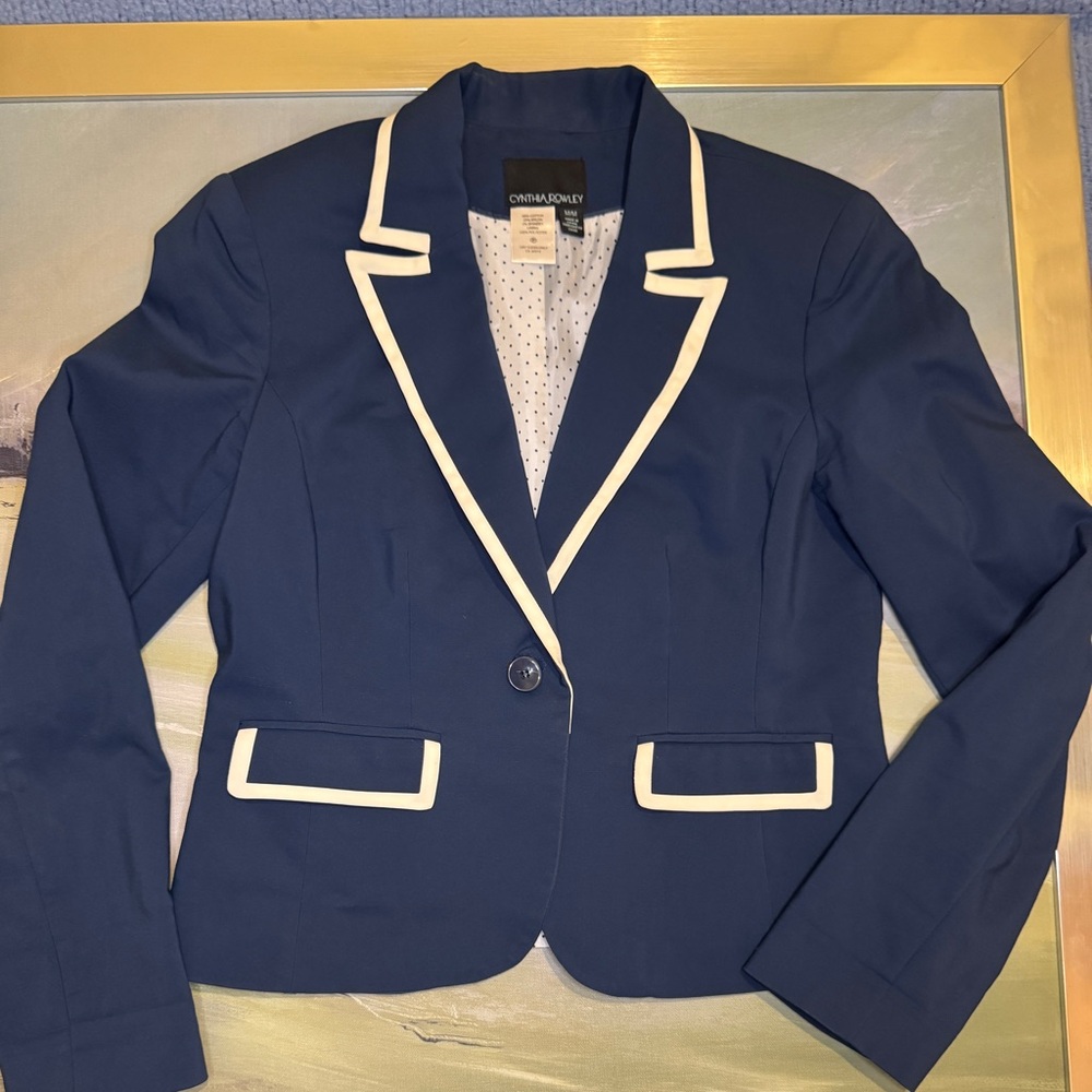 Cynthia Rowley Dark Blue Blazer with White Accents